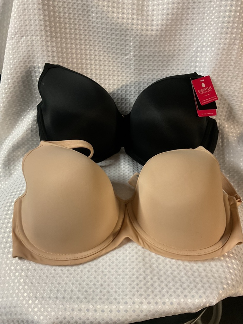 Essentials Seamless T-Shirt Bras - Black & Nude 38F